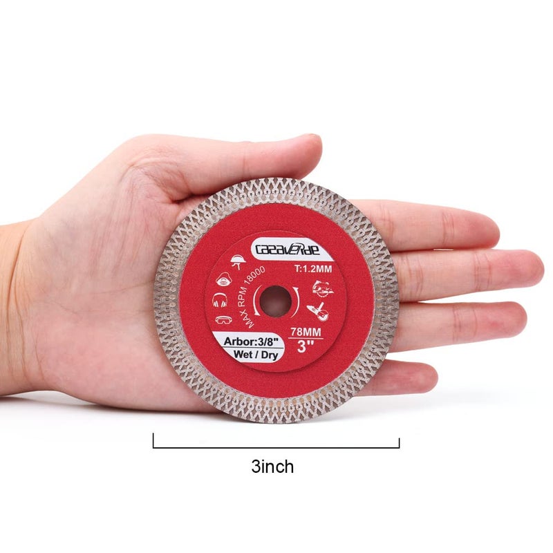 Casaverde 2 Pcs/Lot 3Inch 78mm Diamond Porcelain Saw Blades Tile Blade with 3/8" Arbor for Cutting Ceramic Tile,Stone Tile - Image 4